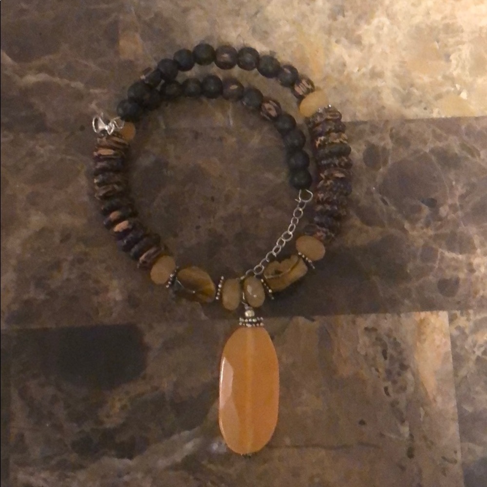 Silpada sterling silver yellow jade/bead choker